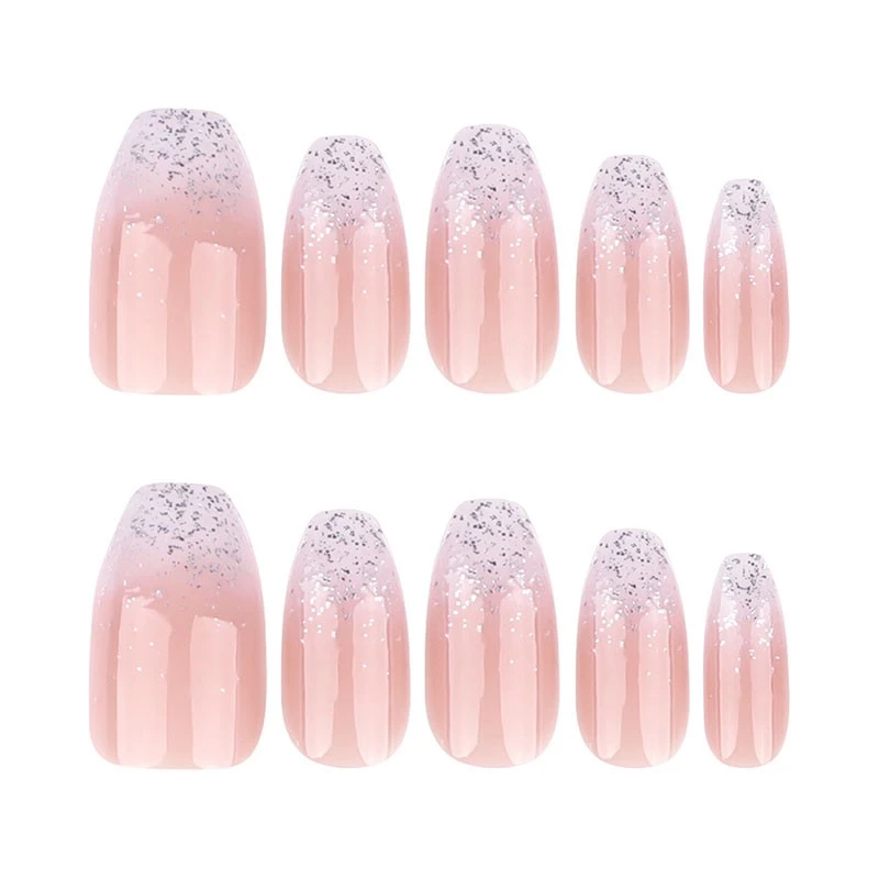 Silver Gradient Glitter Press On Nails price