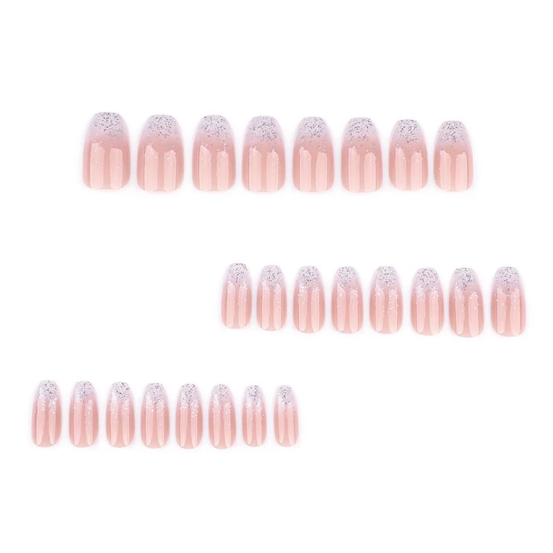Silver Gradient Glitter Press On Nails factory